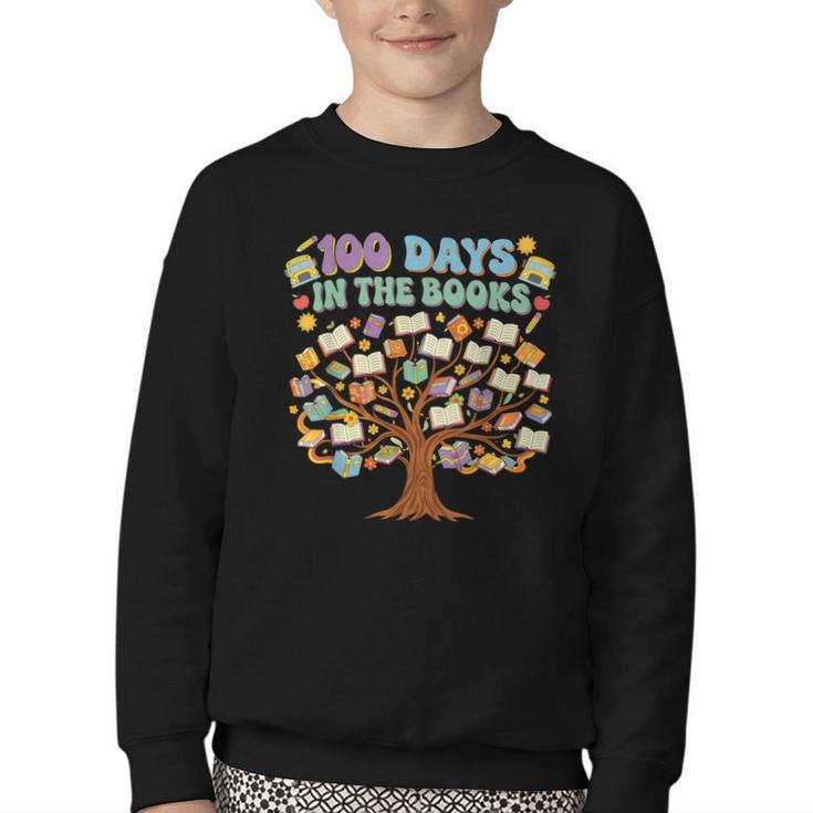 100 Days Of School 100 Days In The Books English Teacher Youth Crewneck Sweatshirt