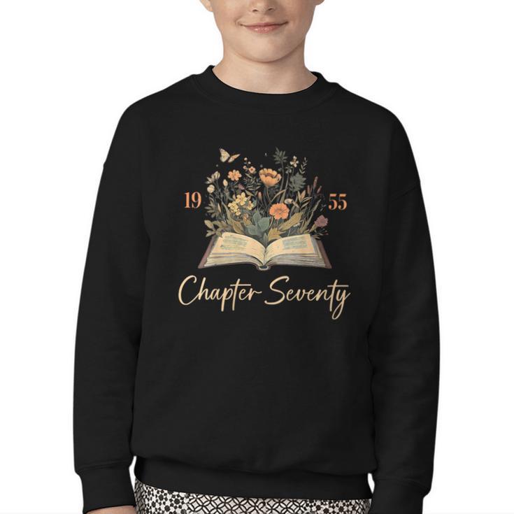 1955 Chapter Seventy 70th Birthday Wildflower Book 70 Yr Old Youth Crewneck Sweatshirt