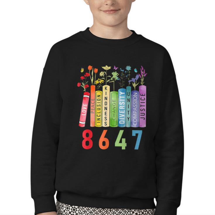 8647 Equal Rights Book Flower Trump Women Rights Feminist Youth Crewneck Sweatshirt