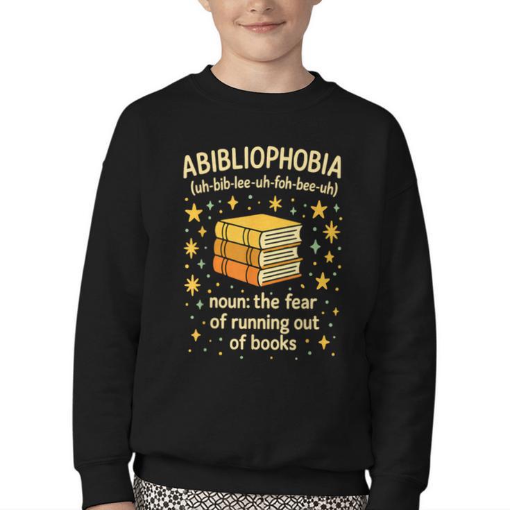 Abibliophobia Book Lover Reading Humor Graphic Youth Crewneck Sweatshirt