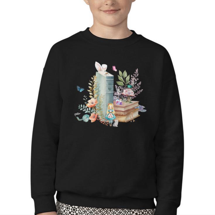 Alice In Wonderland Characters Lewis Carroll Book Lover Youth Crewneck Sweatshirt