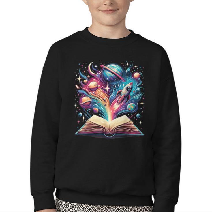 Astronomy Space Lover Books Bookworm Youth Crewneck Sweatshirt