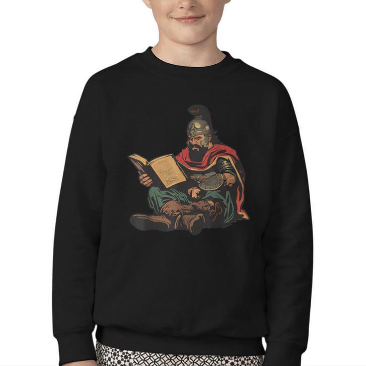 Attila The Hun Reading A Book Youth Crewneck Sweatshirt