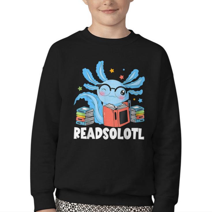 Axolotl Read Book Kawaii Reading Books For Men Women Youth Crewneck Sweatshirt