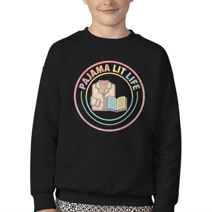Bedtime Book Lover Reading Pajamas Youth Crewneck Sweatshirt