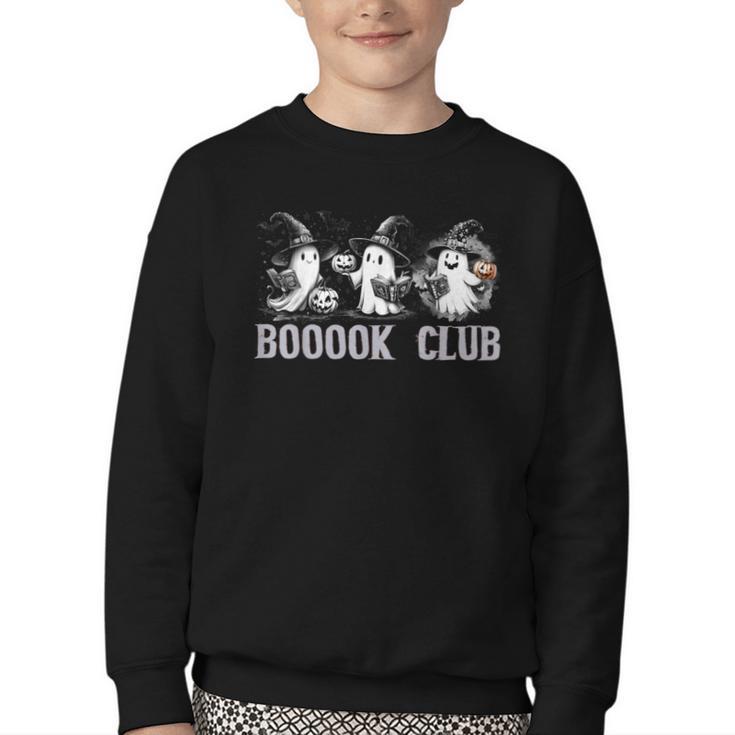 Boo Ghost Books Book Club Halloween Women School Teacher Youth Crewneck Sweatshirt