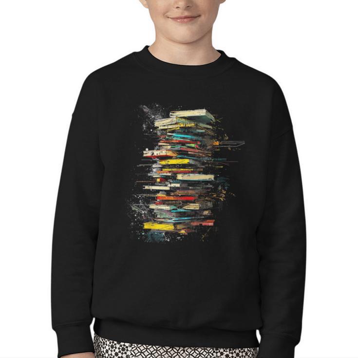 Book Abstract Art Drawing Painting Graphic Book Youth Crewneck Sweatshirt
