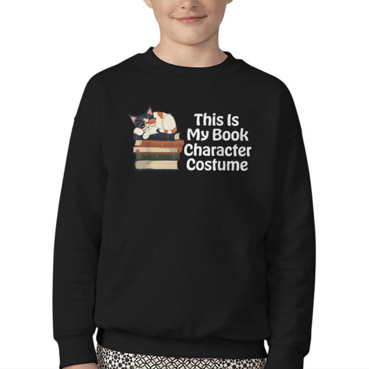 This Is My Book Character Costume Cat Men Women Kids Reading Youth Crewneck Sweatshirt