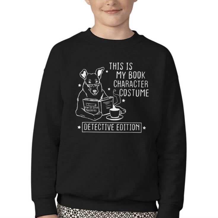 This Is My Book Character Costume Dog Reading a Book Youth Crewneck Sweatshirt