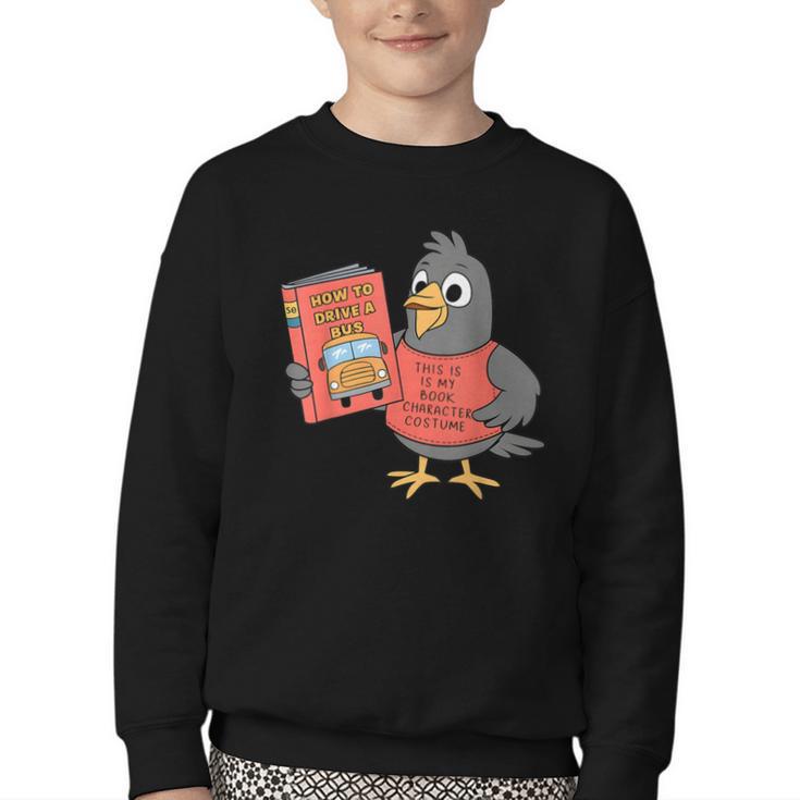 This Is My Book Character Costume- Pigeon Kids Reading Youth Crewneck Sweatshirt