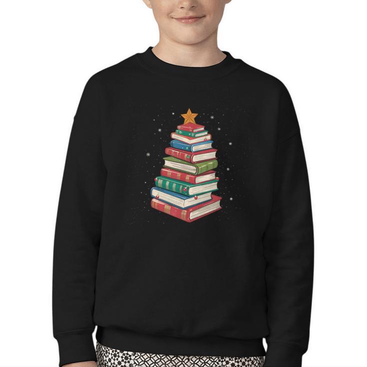 Book Christmas Tree Book Lover Teacher Librarian Men Women Youth Crewneck Sweatshirt