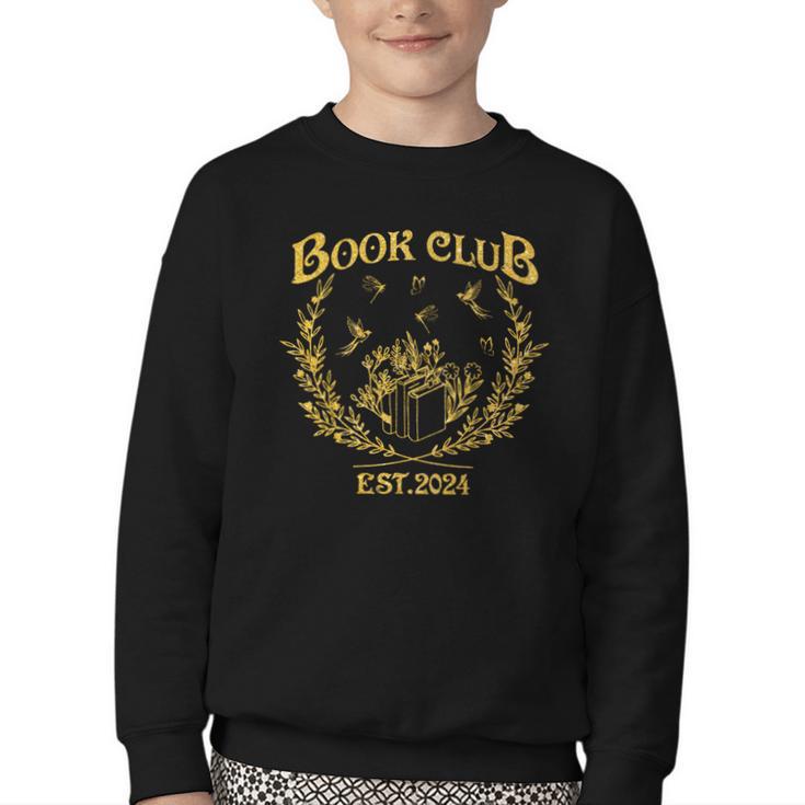 Book Club Since Reading Club EST 2024 Book Lover Social Club Youth Crewneck Sweatshirt