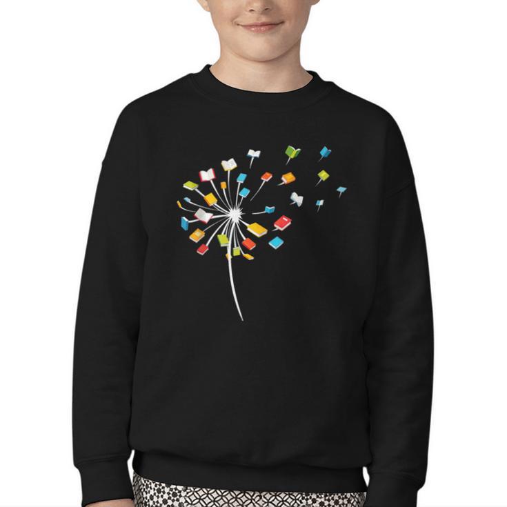 Book Dandelion Reading Lover Bookworm Bookish Librarian Read Youth Crewneck Sweatshirt