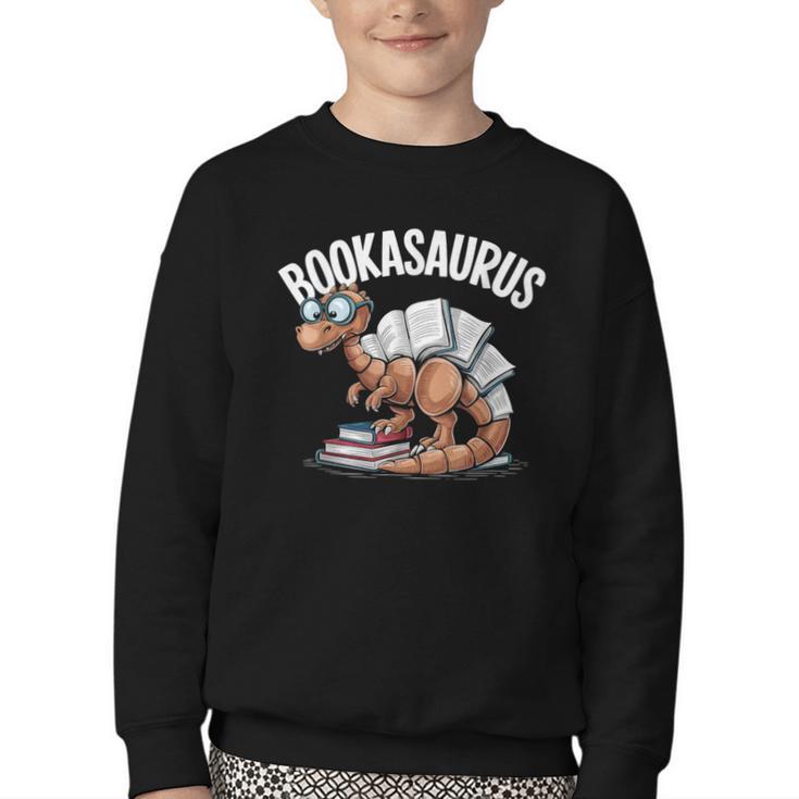 Book Dinosaur T-Rex Bookworm Dino Book Reading Youth Crewneck Sweatshirt