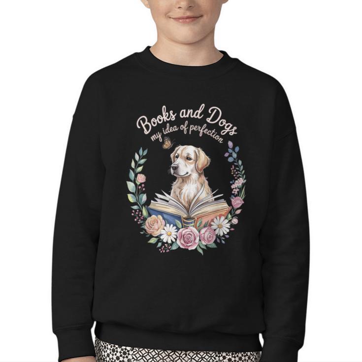 Book And Dog Lover Reading Humor Librarian Youth Crewneck Sweatshirt