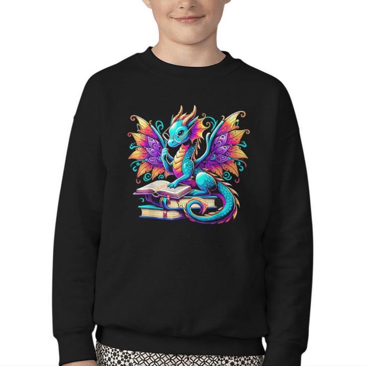 Book Dragon Reading Youth Crewneck Sweatshirt