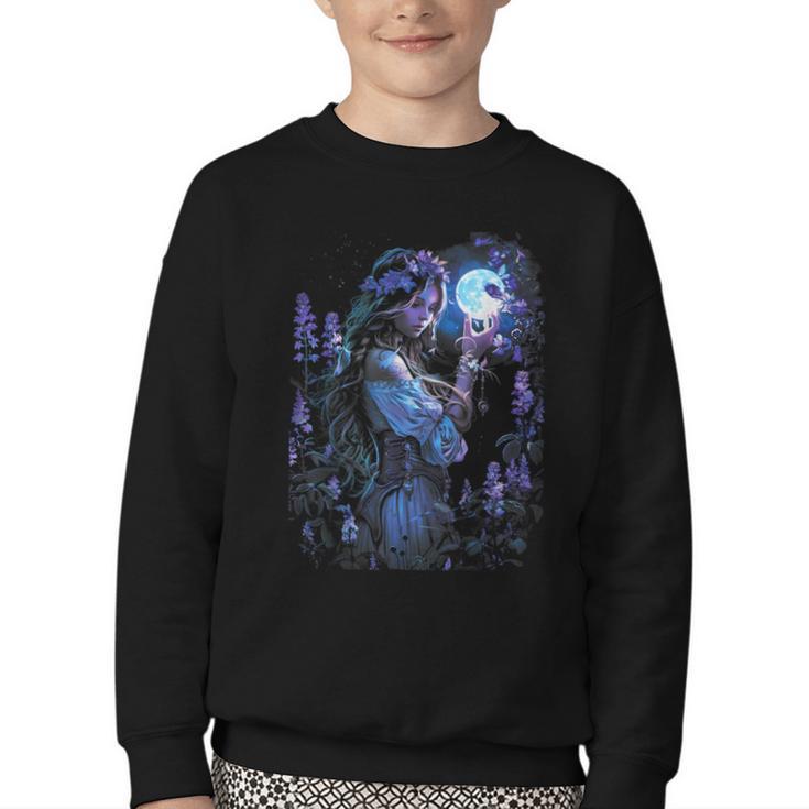 Book Fantasy Art Beautiful Elf Princess Fairy Youth Crewneck Sweatshirt
