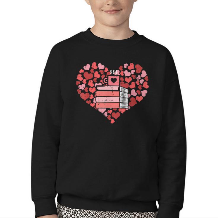 Book Heart Cute Read Book Reading Librarian Across America Youth Crewneck Sweatshirt