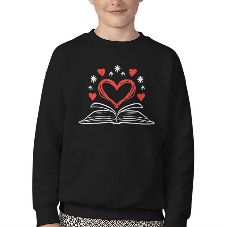 Book Heart Read Book Reading Librarian Men Women Kids Youth Crewneck Sweatshirt