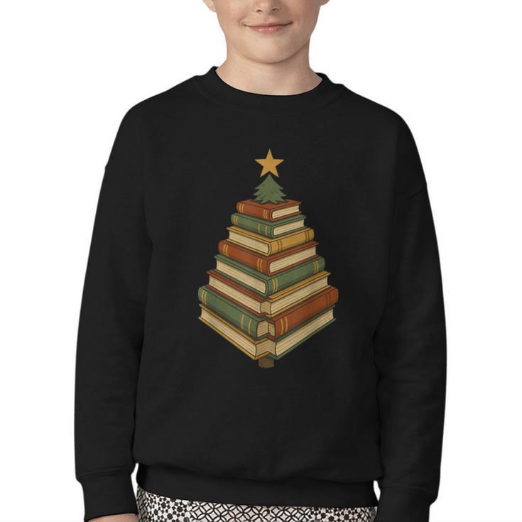 Book Lover Christmas Graphic For Librarians Youth Crewneck Sweatshirt