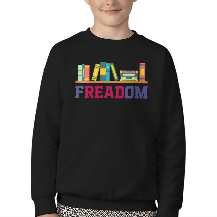 Book Lover Freedom Librarian Vintage Retro Reading Present Youth Crewneck Sweatshirt