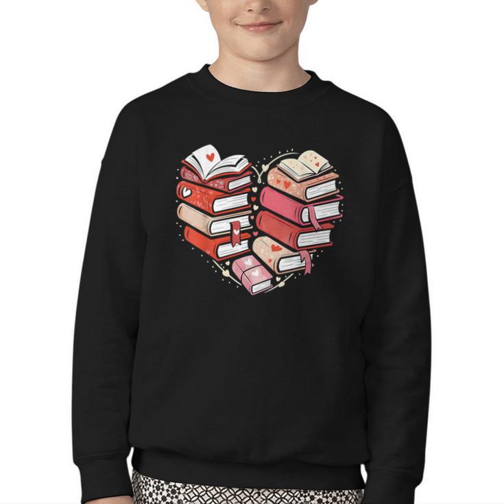 Book Lover Heart Shape Reading Librarian Valentine Men Women Youth Crewneck Sweatshirt