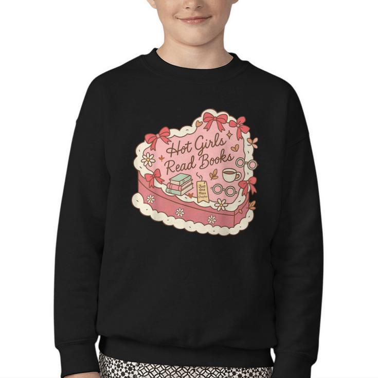 Book Lover Hot Girls Read Books Tee Youth Crewneck Sweatshirt