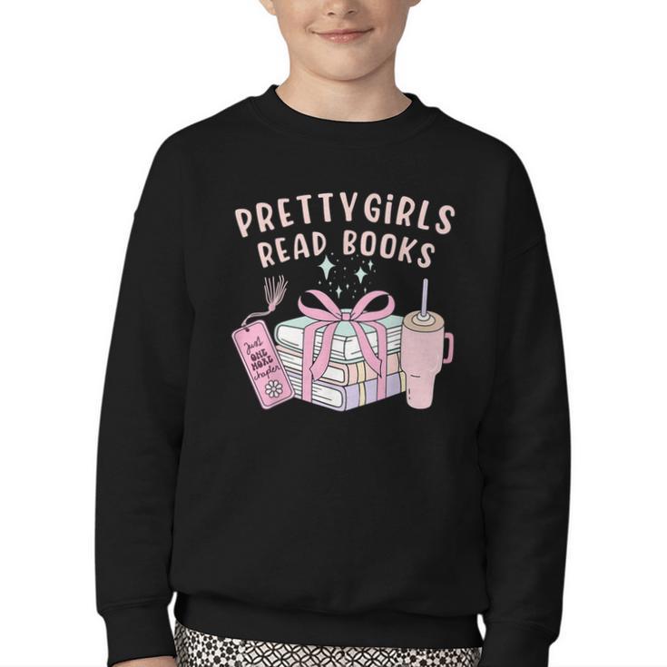 Book Lover's Pretty Girl's Read Books Youth Crewneck Sweatshirt