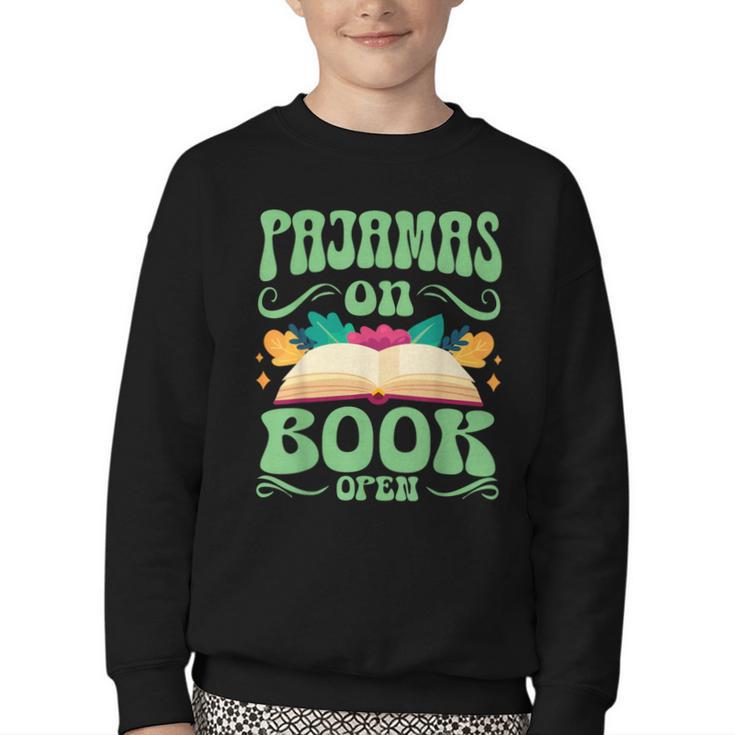 Book And Pajama Pajamas On Book Open Youth Crewneck Sweatshirt