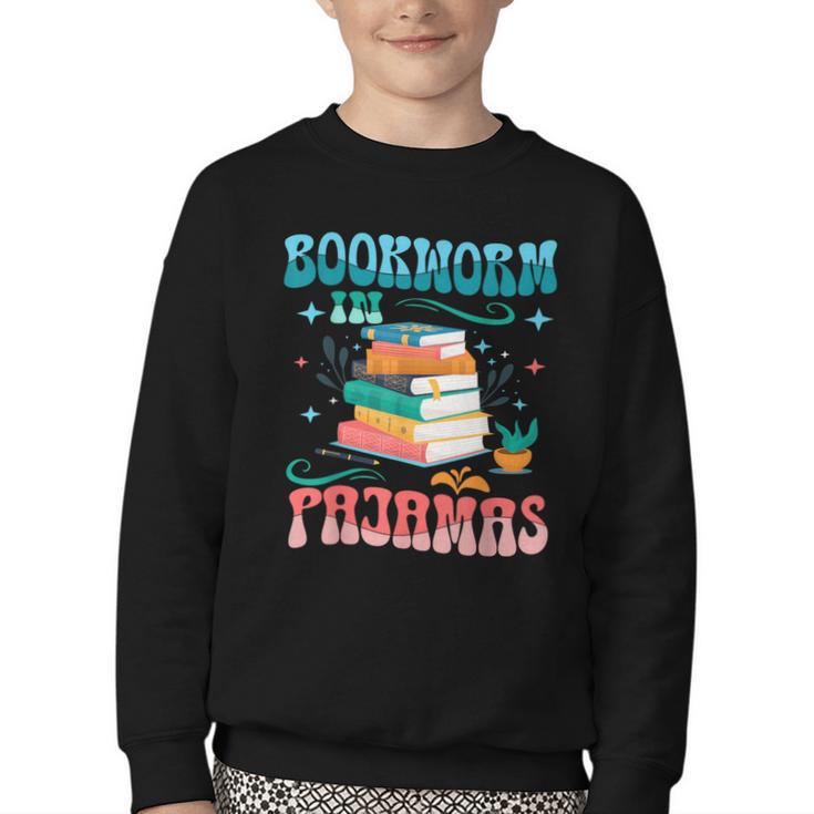Book Reader Librarian Bookworm In Pajamas Book And Pajama Youth Crewneck Sweatshirt
