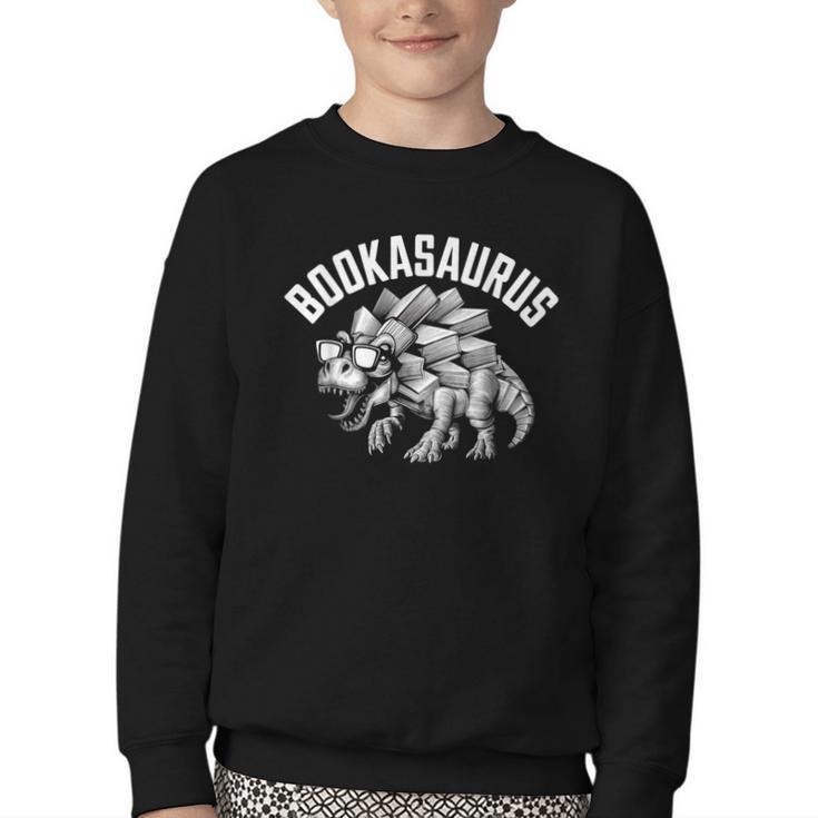Book T-Rex Dino Bookworm Reading Book Dinosaur Youth Crewneck Sweatshirt