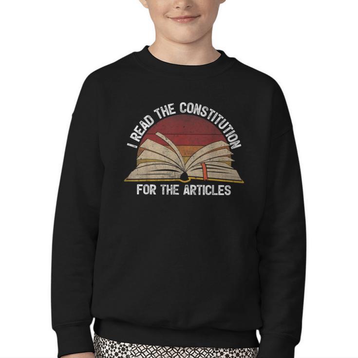 Book Vintage I Read The Constitution For The Articles Youth Crewneck Sweatshirt