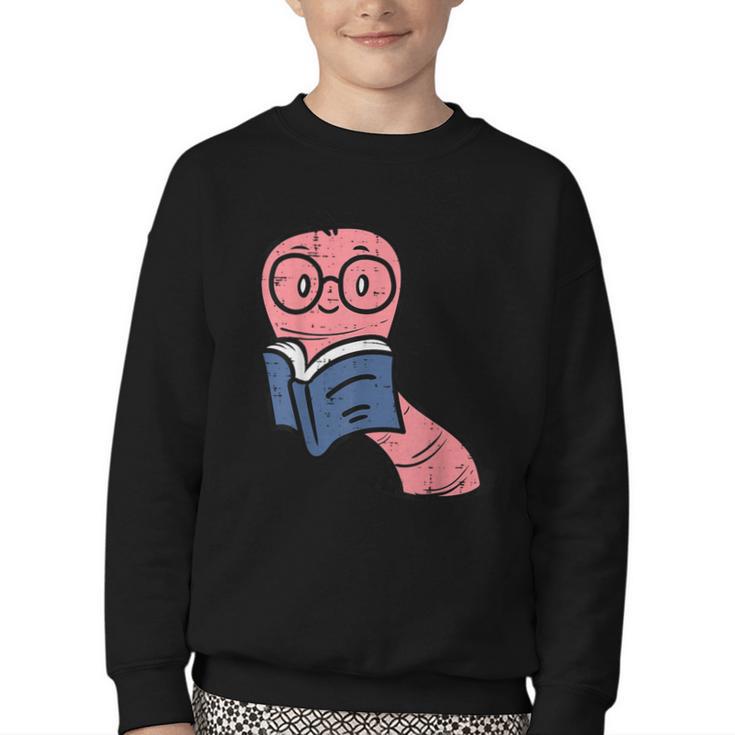 Book Worm Pun Read Reading Librarian America Men Women Kids Youth Crewneck Sweatshirt