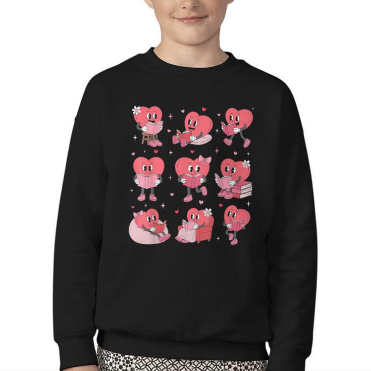 All Booked For Valentine Book Teacher Kids Girls Boys Youth Crewneck Sweatshirt