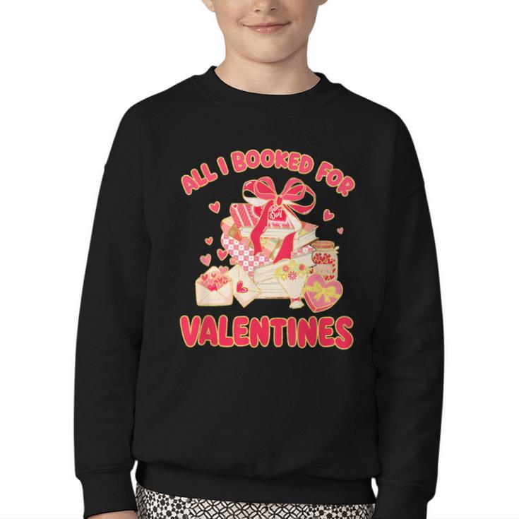 Booked For Valentine Books Lover Bookworm Librarian Teacher Youth Crewneck Sweatshirt