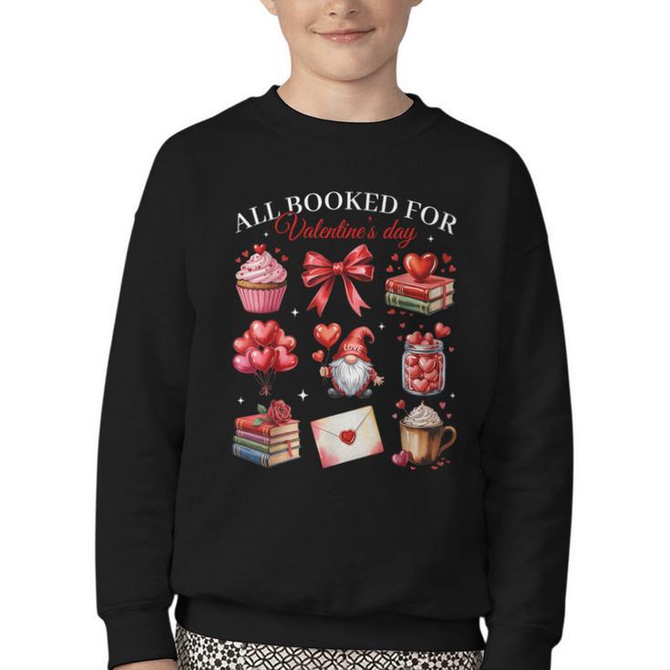 All Booked For Valentine Coquette Bow Girl Women Teacher Youth Crewneck Sweatshirt