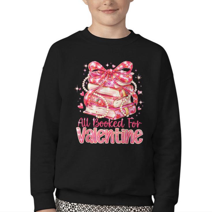 All Booked For Valentine Cute Pink Book Lover Aesthetic Youth Crewneck Sweatshirt