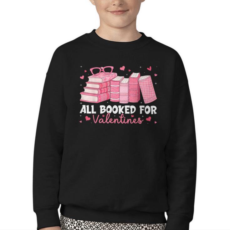 All Booked For Valentines Couple Bookworms Valentine’s Day Youth Crewneck Sweatshirt