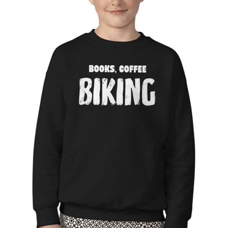 Books Coffee Biking Youth Crewneck Sweatshirt