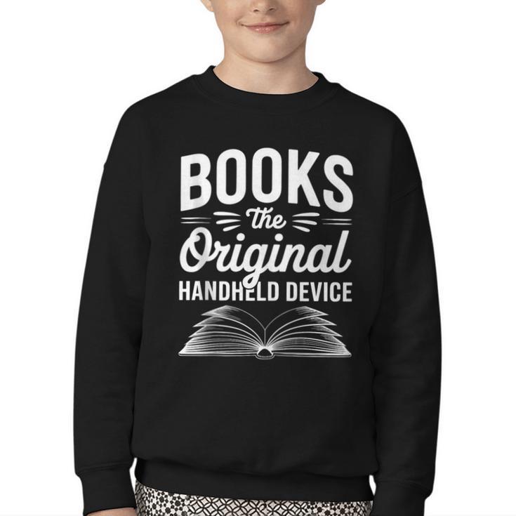 Books The Original Handheld Device Book Reading Youth Crewneck Sweatshirt