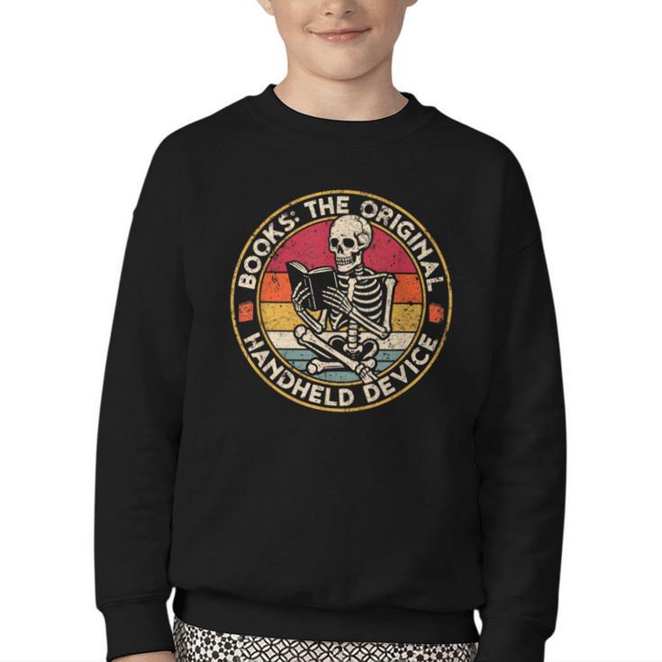 Books The Original Handheld Device Vintage Book Reading Youth Crewneck Sweatshirt