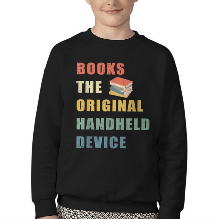 Books The Original Handheld Device Vintage Book Youth Crewneck Sweatshirt