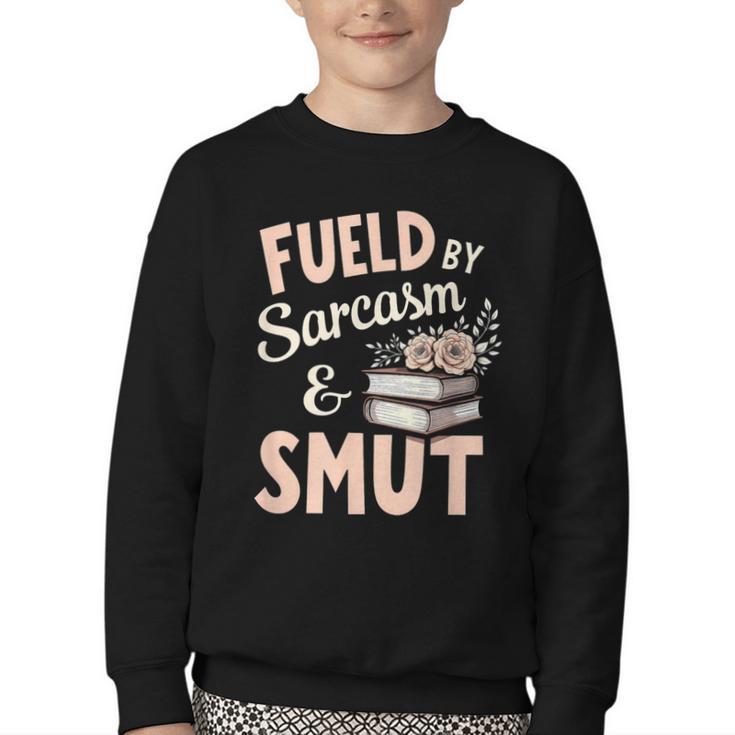Bookworm Fueled By Sarcasm And Smut Book Reading Youth Crewneck Sweatshirt