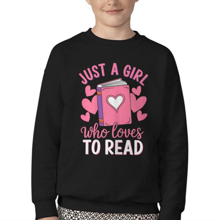 Bookworm Just A Girl Who Loves To Read Youth Crewneck Sweatshirt