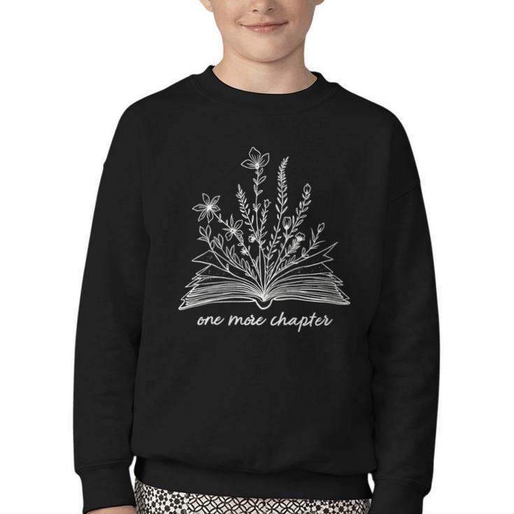Bookworm One More Chapter Cozy Reader Minimalist Book Lover Youth Crewneck Sweatshirt