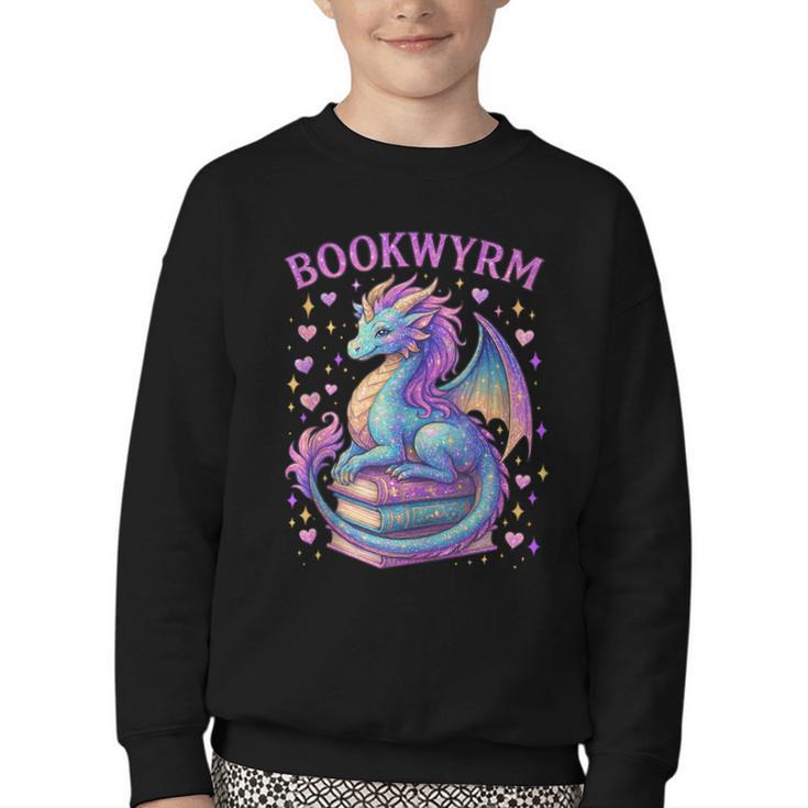 Bookwyrm Just a Girl Who Loves Dragons Books Dragon Reader Youth Crewneck Sweatshirt