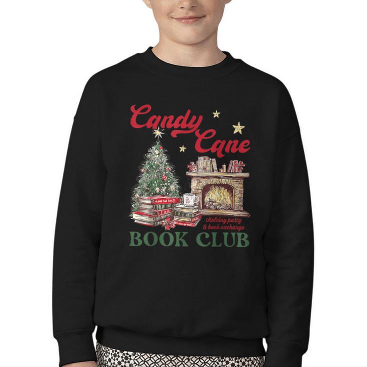Candy Cane Book Club Holiday Party & Book Exchange Youth Crewneck Sweatshirt