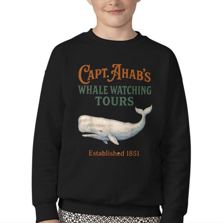 Captain Ahab’s Whale Watching Tours – Moby Book Parody Youth Crewneck Sweatshirt