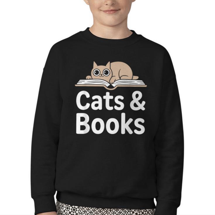 Cats And Books Youth Crewneck Sweatshirt