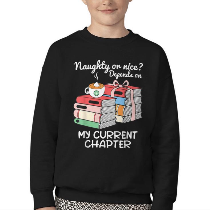 Christmas Book Lovers Naughty Or Nice Youth Crewneck Sweatshirt